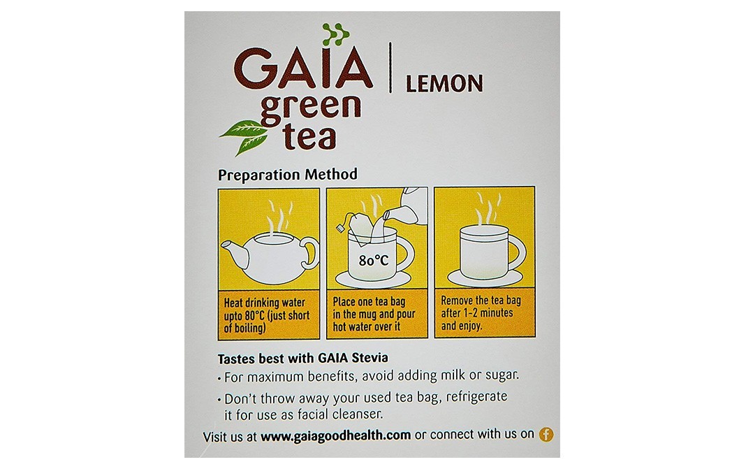 Gaia Green Tea Lemon    Box  25 pcs